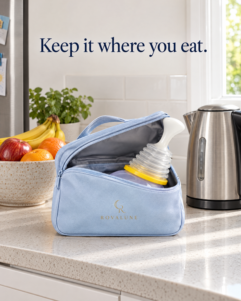 Keep it where you eat: the kit on the kitchen bench